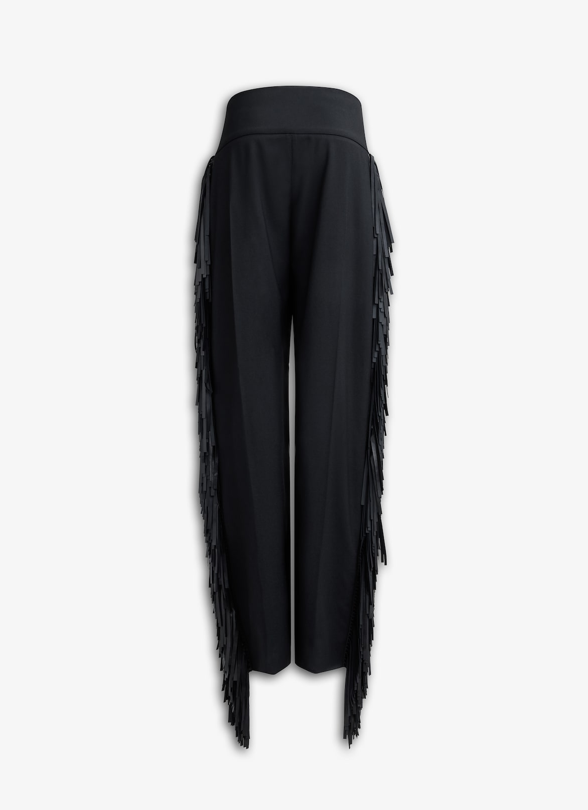 FRANSENHOSE AUS WOLLGABARDINE ALAÏA SCHWARZ FRANSENHOSE AUS WOLLGABARDINE